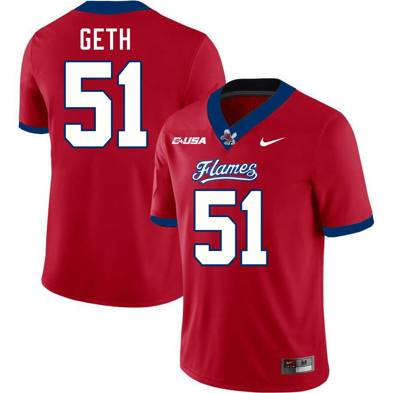 Liberty Flames #51 D.J. Geth College Football Jerseys Stitched-Red